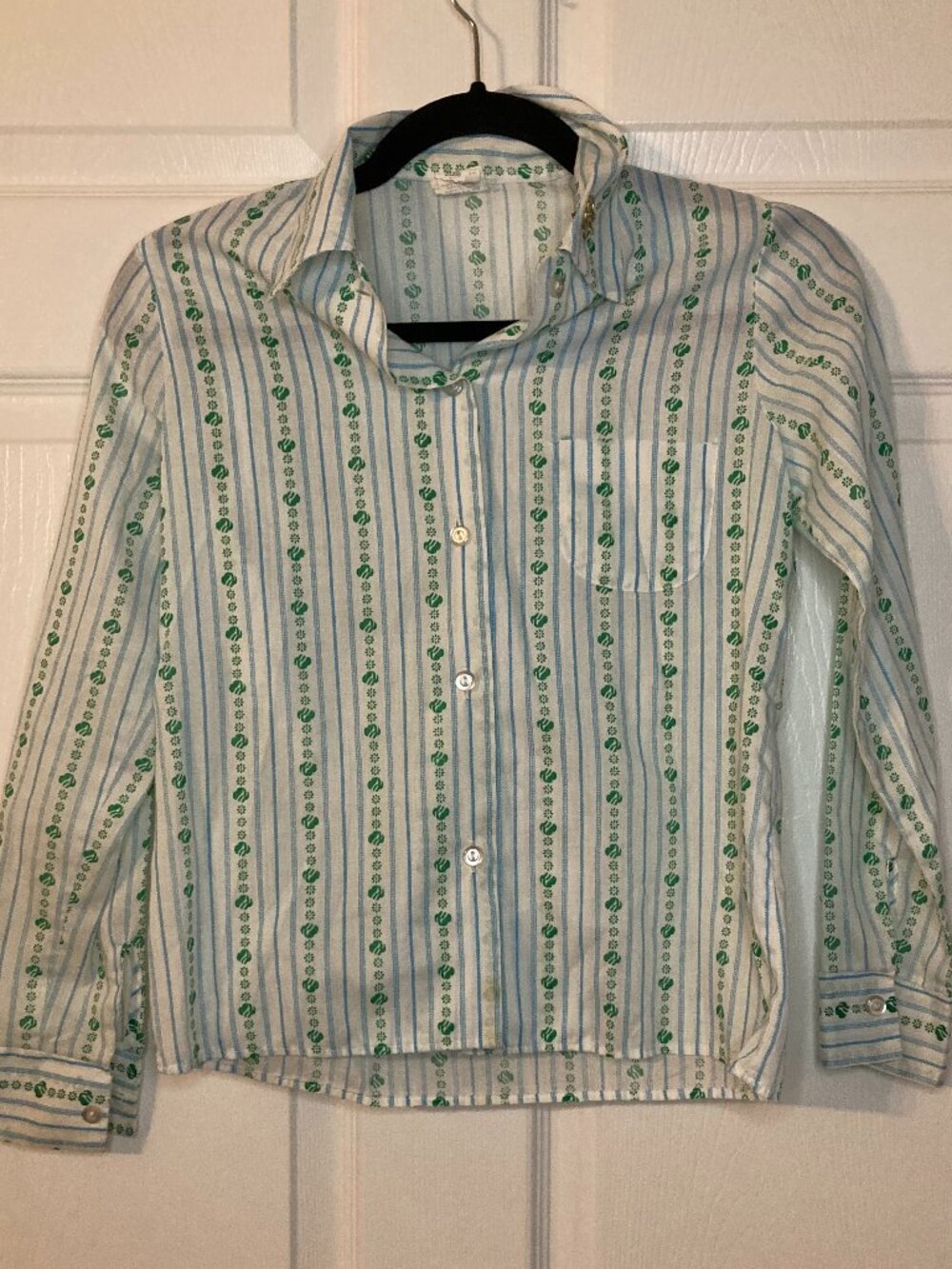 Vintage 70's/80's Girl Scouts Striped Button-Down Shirt - Girl's Size 12